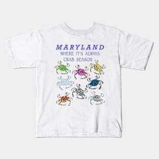 Maryland, blue crabs, crabs, crab designs Kids T-Shirt